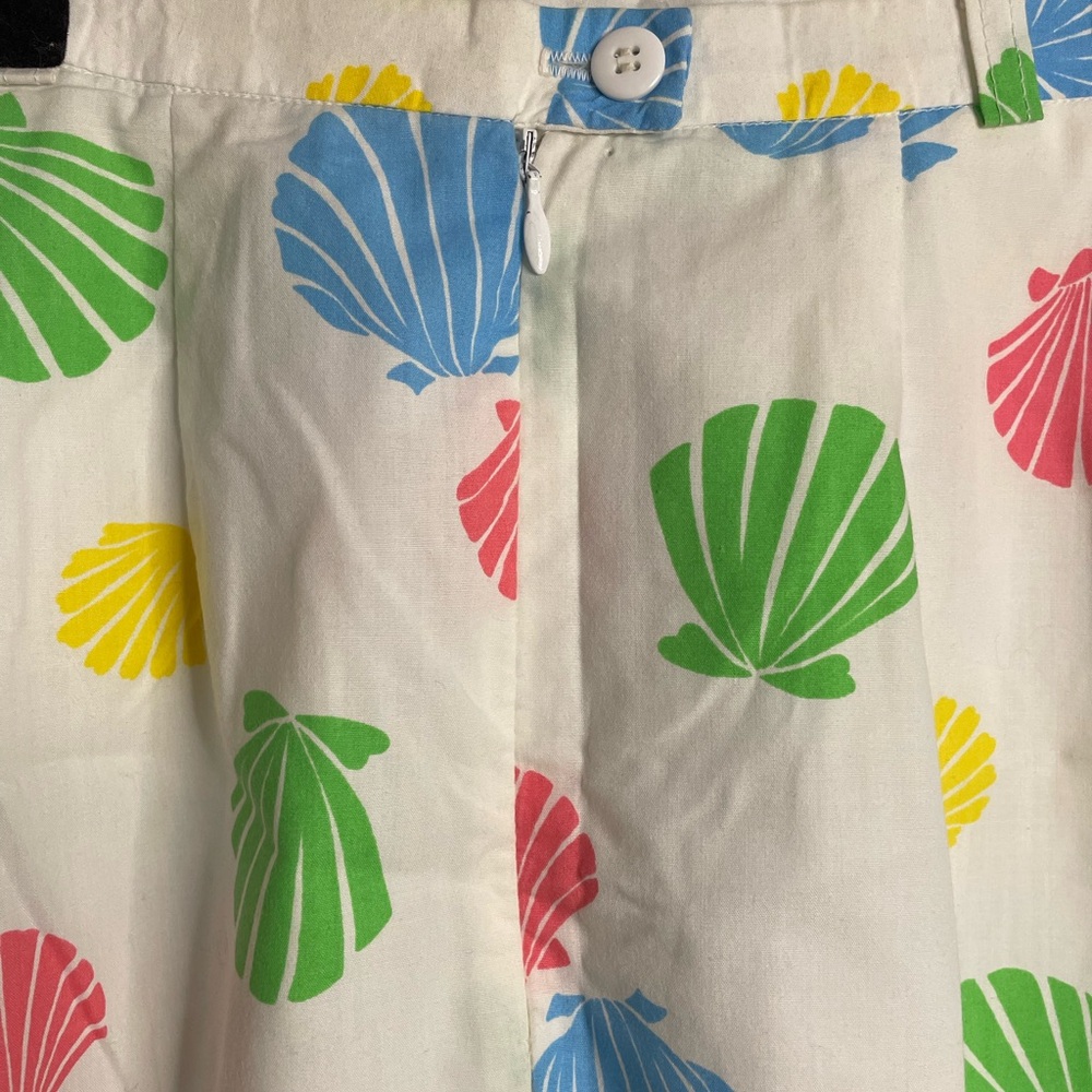 Vintage White A-Line Skirt with Multicolor Shell Print - Picture 4 of 6